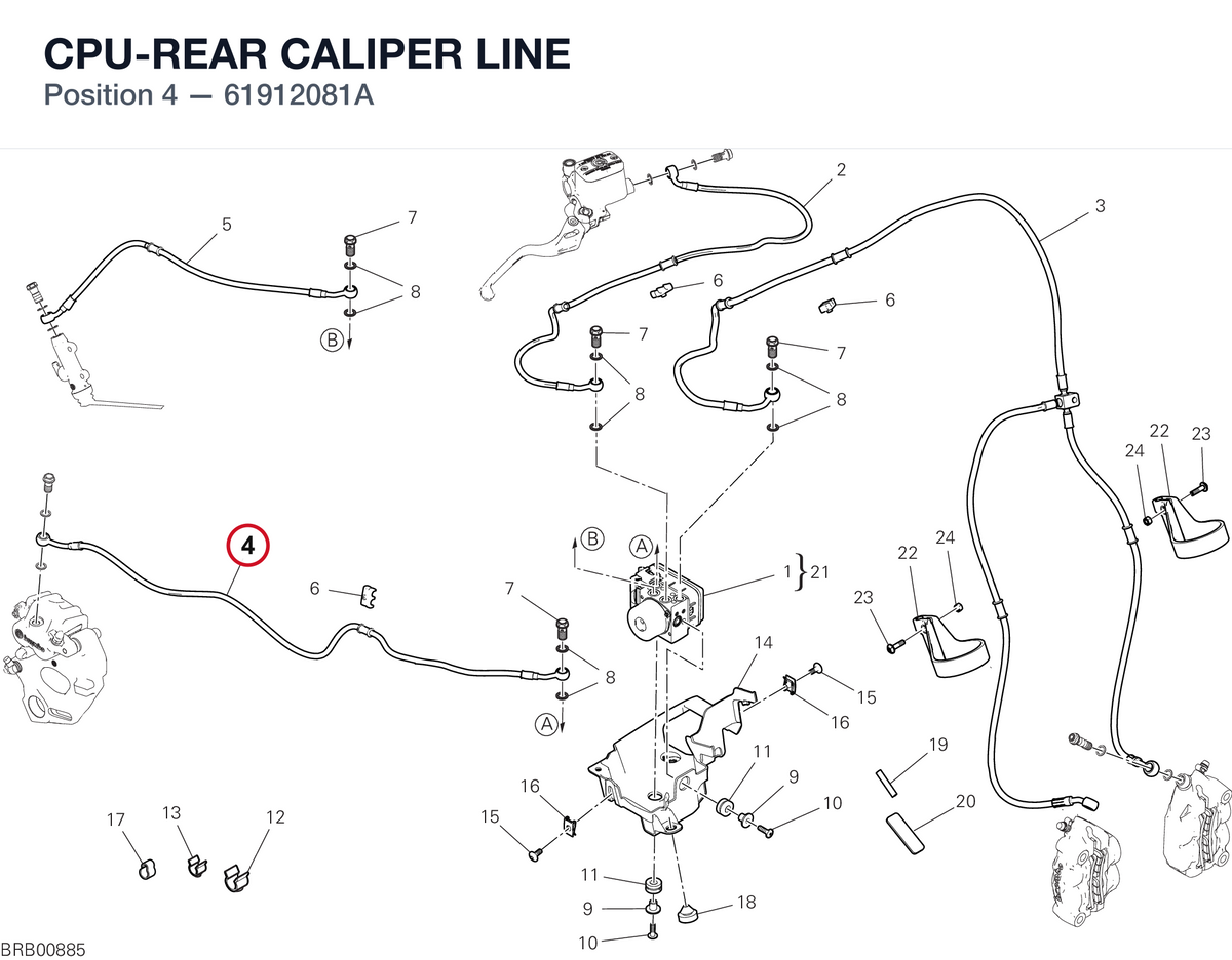 CPU-REAR CALIPER LINE 61912081A diagram position