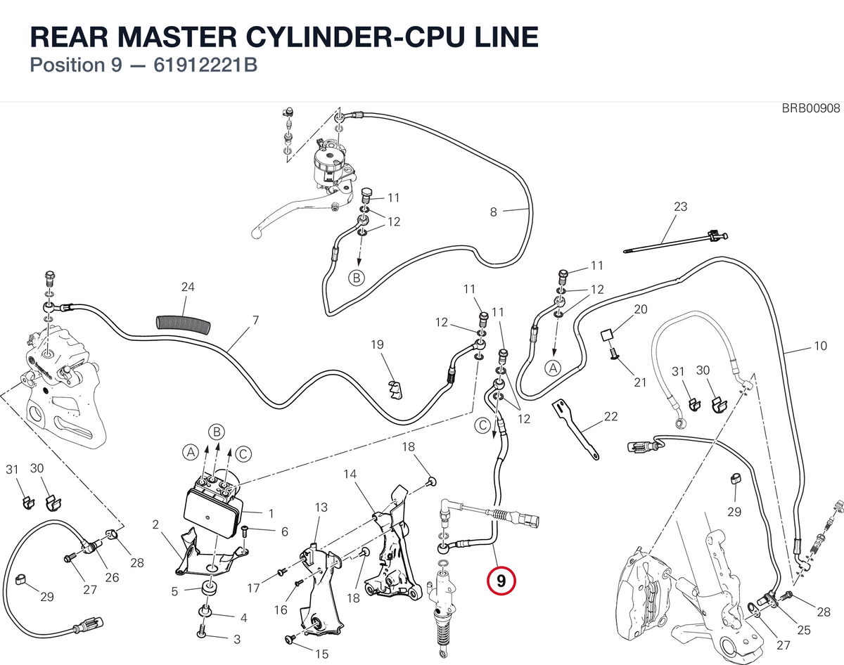 REAR MASTER CYLINDER-CPU LINE 61912221B diagram position