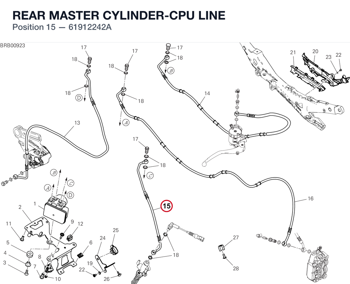 REAR MASTER CYLINDER-CPU LINE 61912242A diagram position