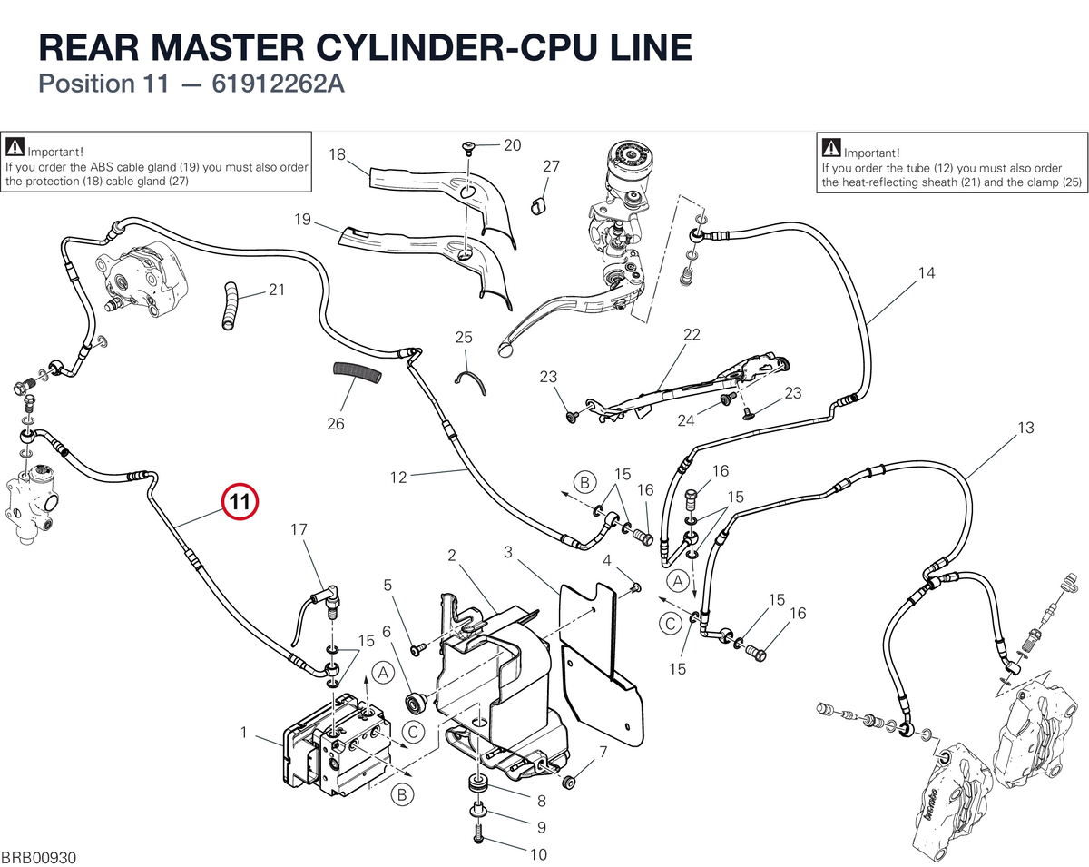 REAR MASTER CYLINDER-CPU LINE 61912262A diagram position