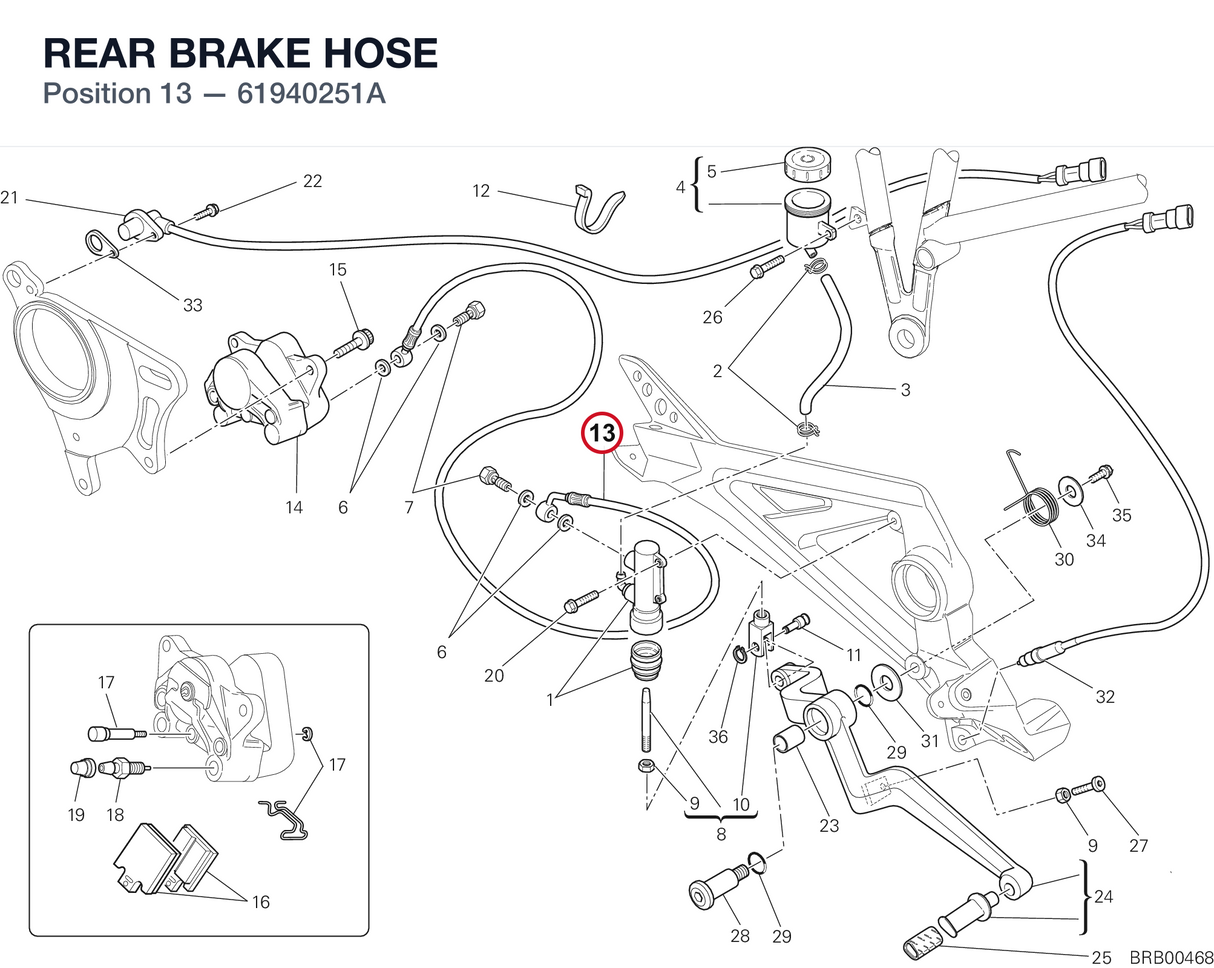 REAR BRAKE HOSE 61940251A diagram position
