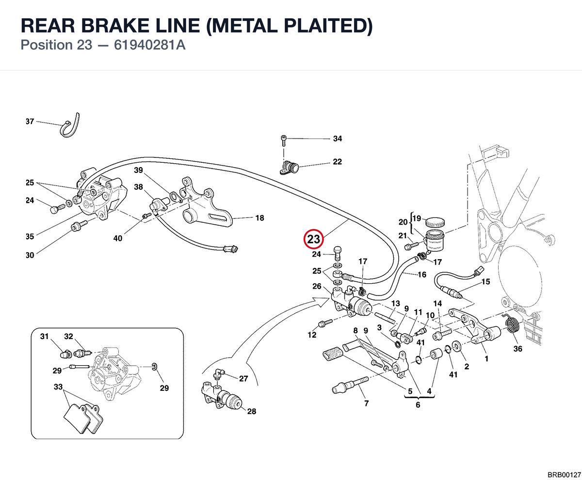 REAR BRAKE LINE (METAL PLAITED) 61940281A diagram position