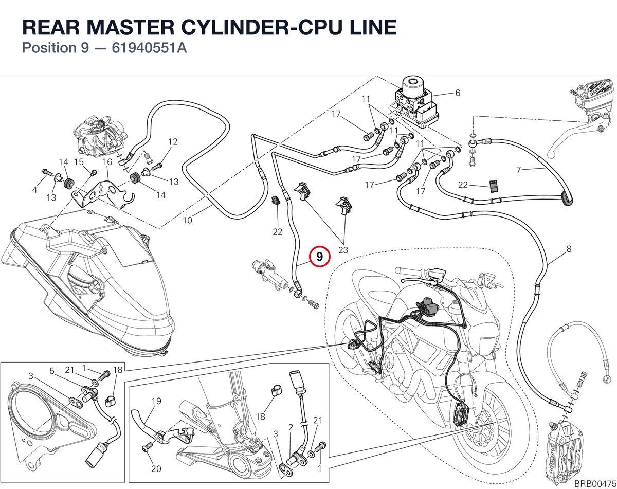 REAR MASTER CYLINDER-CPU LINE 61940551A diagram position