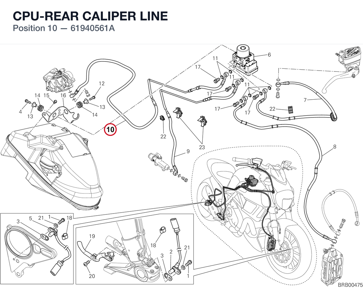 CPU-REAR CALIPER LINE 61940561A diagram position