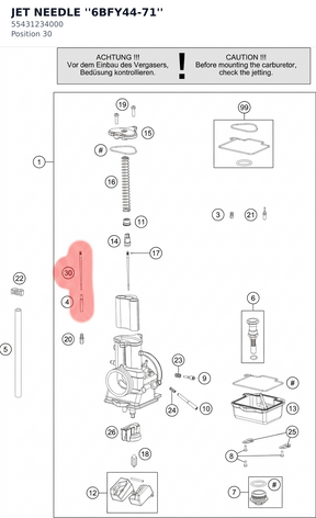 Diagram preview: JET NEEDLE ''6BFY44-71'' (55431234000)