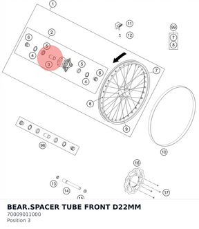 Diagram preview: BEAR.SPACER TUBE FRONT D22MM (70009011000)