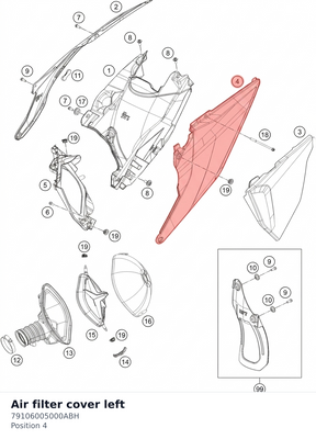 Diagram preview: Air filter cover left (79106005000ABH)