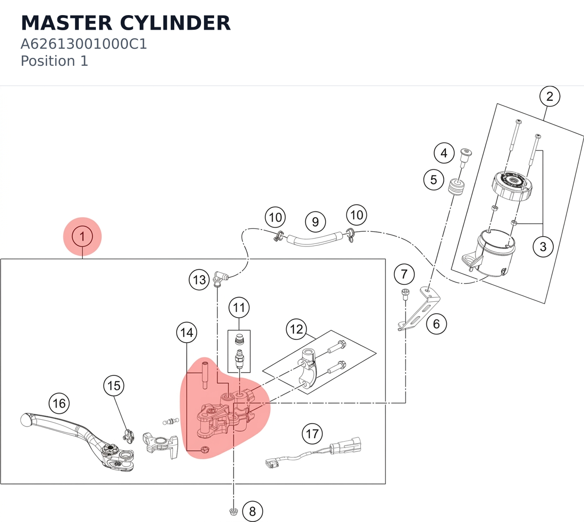 Diagram preview: MASTER CYLINDER (A62613001000C1)