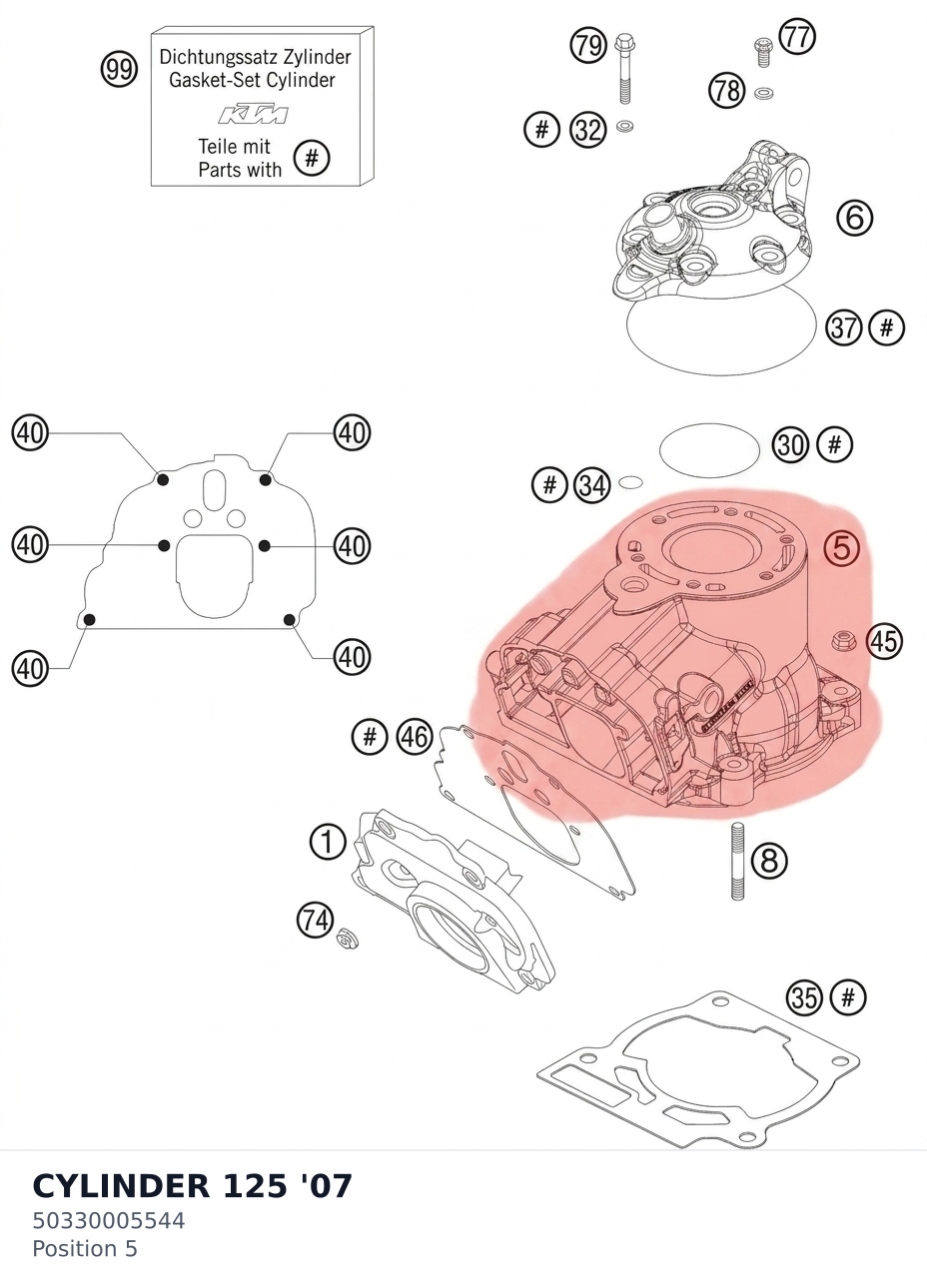Diagram preview: CYLINDER 125 '07 (50330005544)