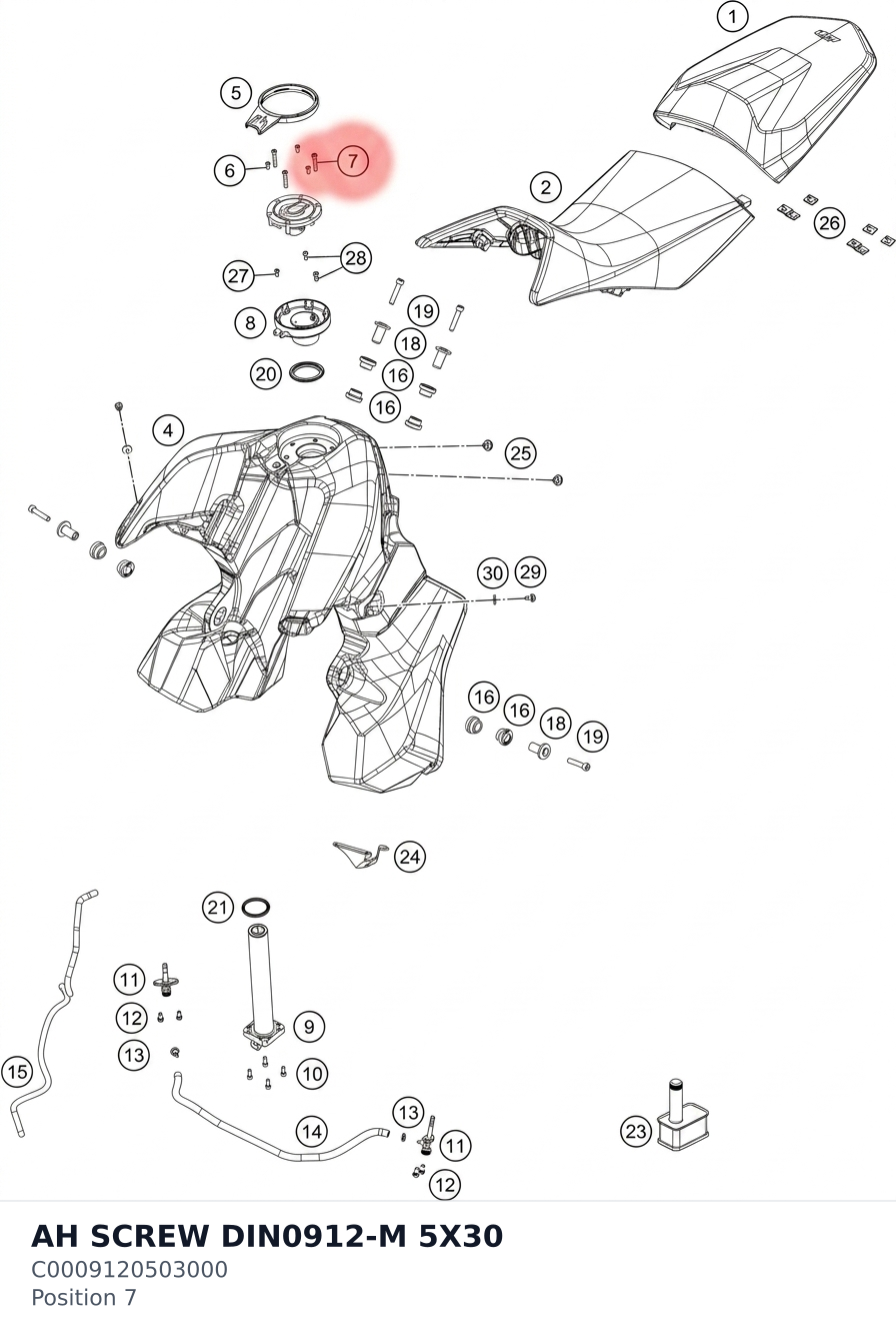 Diagram preview: AH SCREW DIN0912-M 5X30 (C0009120503000)