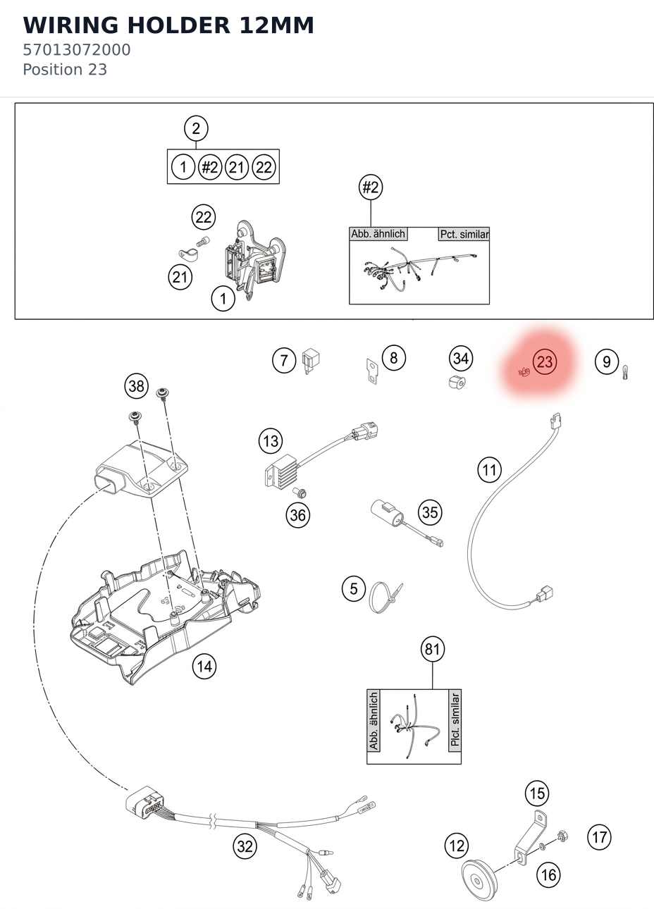 Diagram preview: WIRING HOLDER 12MM (57013072000)