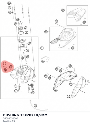 Diagram preview: BUSHING 13X20X18,5MM (76008052000)