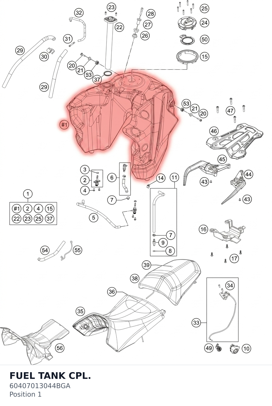 Diagram preview: FUEL TANK CPL. (60407013044BGA)