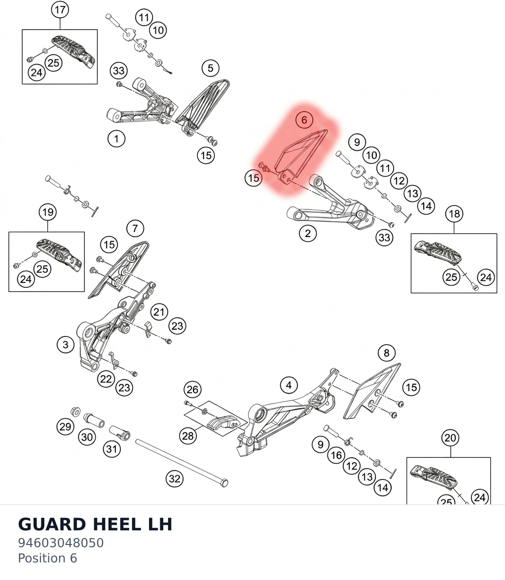 Diagram preview: GUARD HEEL LH (94603048050)