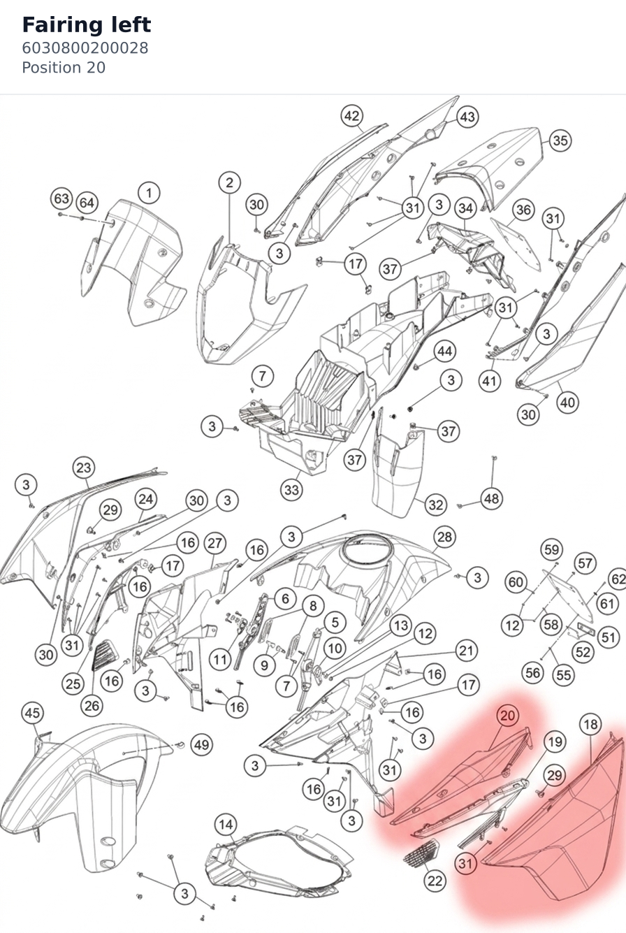 Diagram preview: Fairing left (6030800200028)