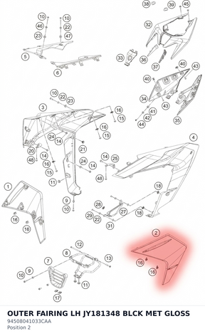 Diagram preview: OUTER FAIRING LH JY181348 BLCK MET GLOSS (94508041033CAA)