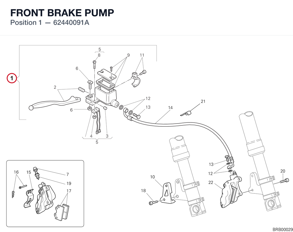 FRONT BRAKE PUMP 62440091A diagram position