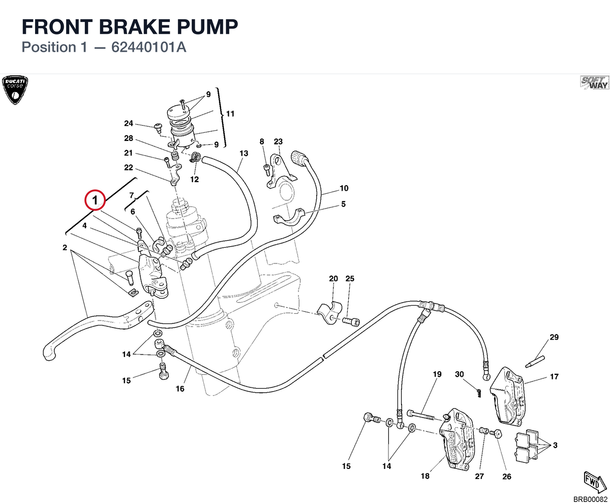 FRONT BRAKE PUMP 62440101A diagram position