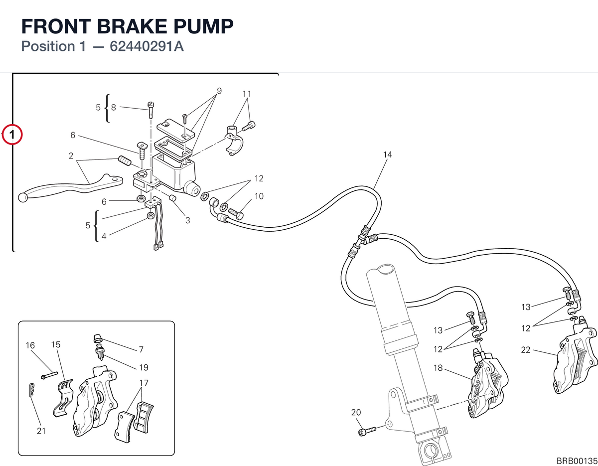 FRONT BRAKE PUMP 62440291A diagram position