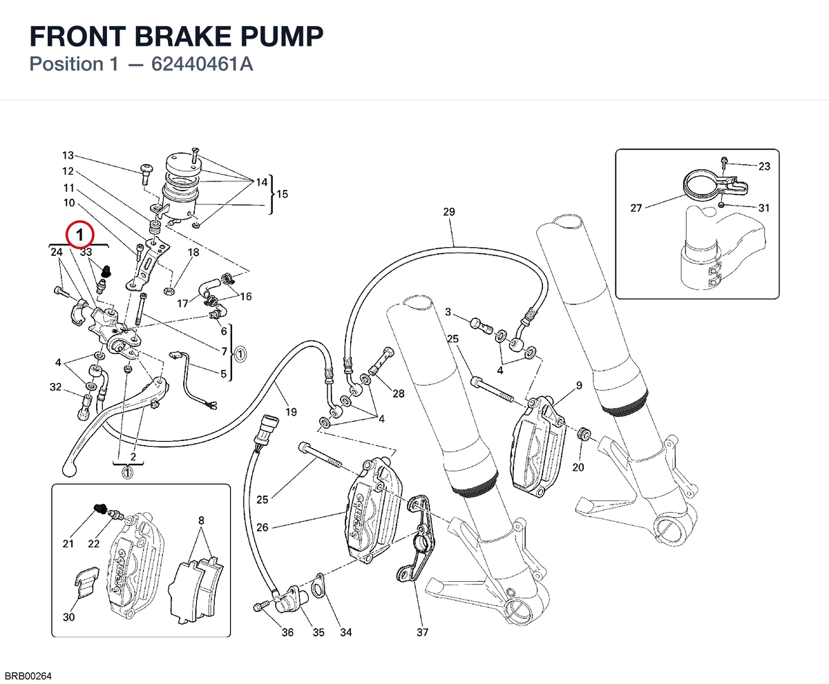 FRONT BRAKE PUMP 62440461A diagram position