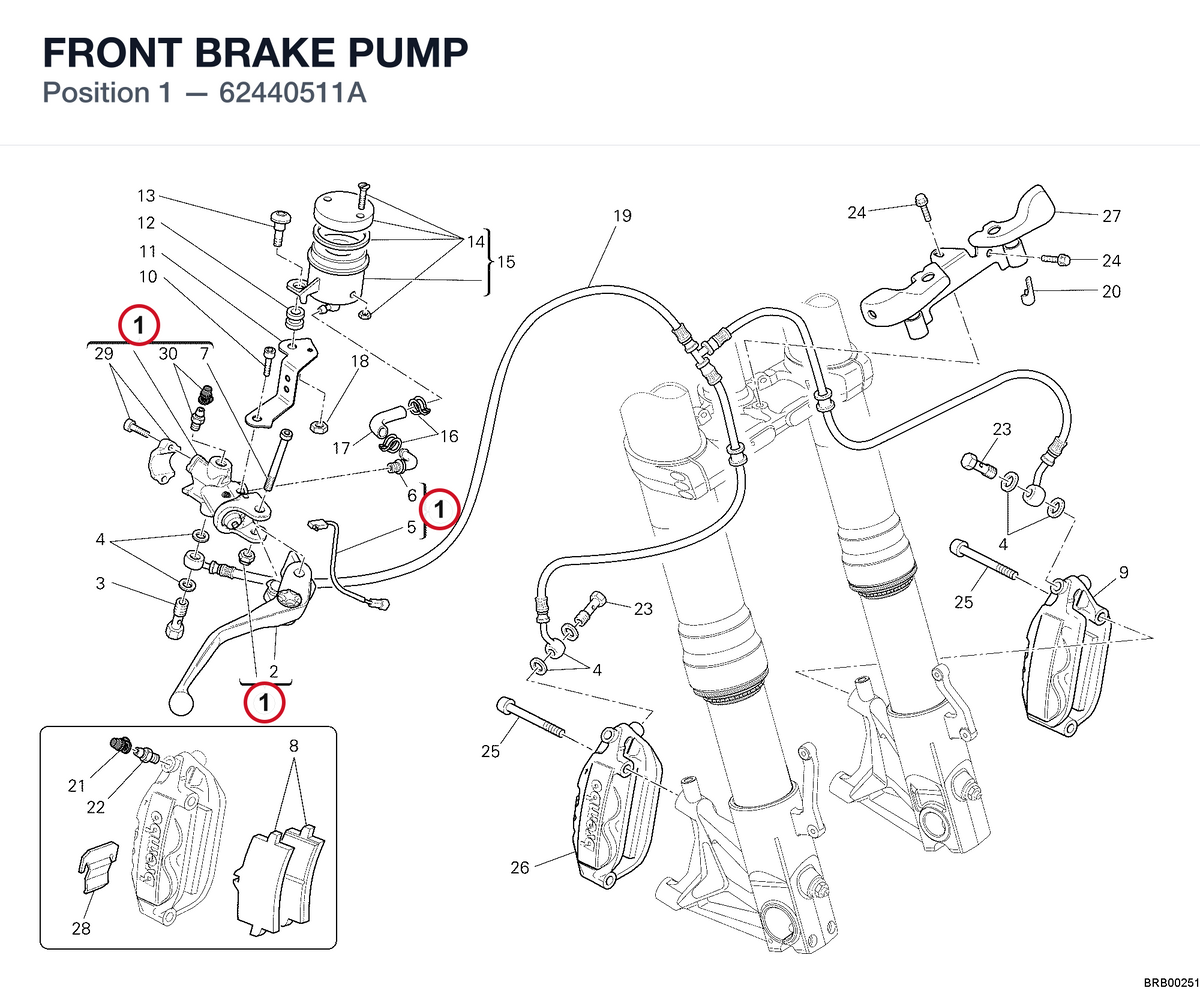 FRONT BRAKE PUMP 62440511A diagram position
