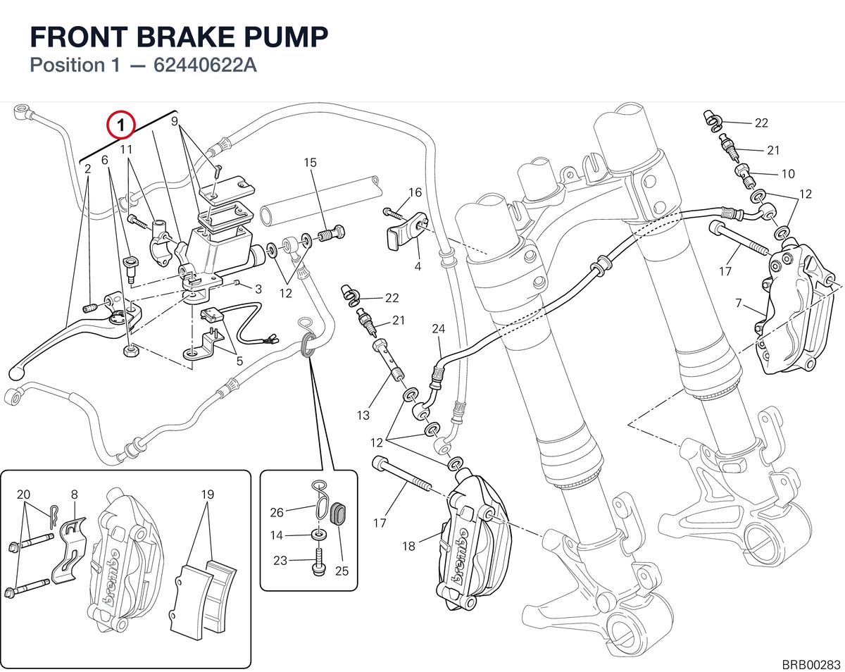 FRONT BRAKE PUMP 62440622A diagram position