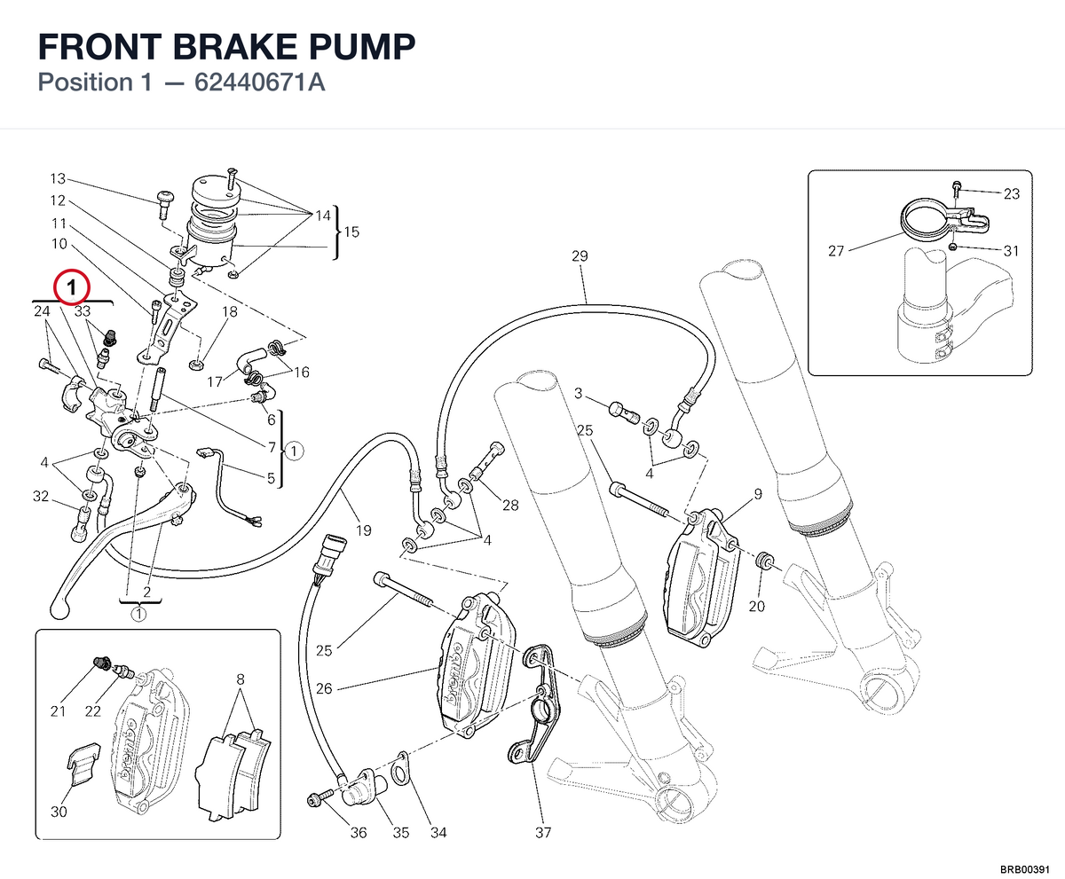 FRONT BRAKE PUMP 62440671A diagram position