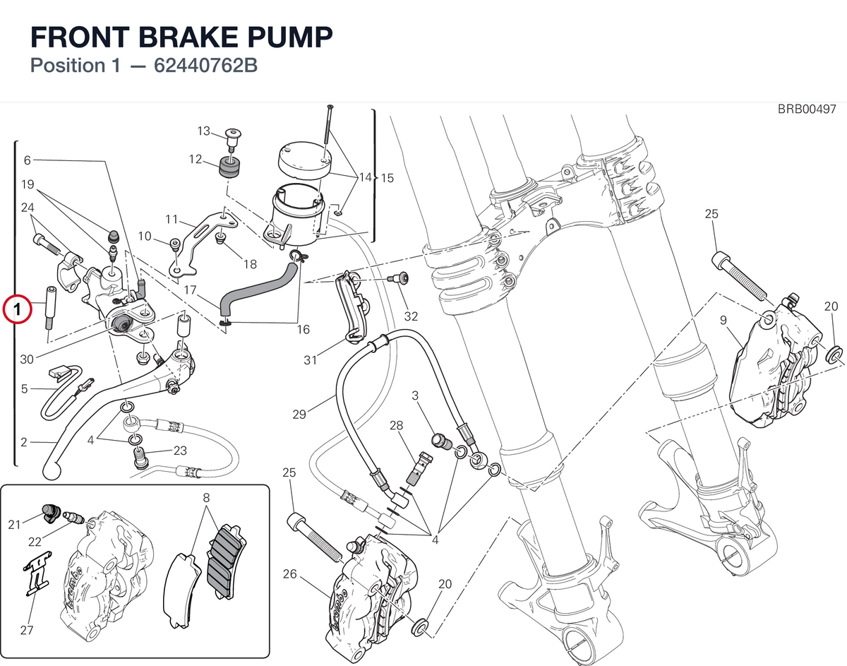 FRONT BRAKE PUMP 62440762B diagram position