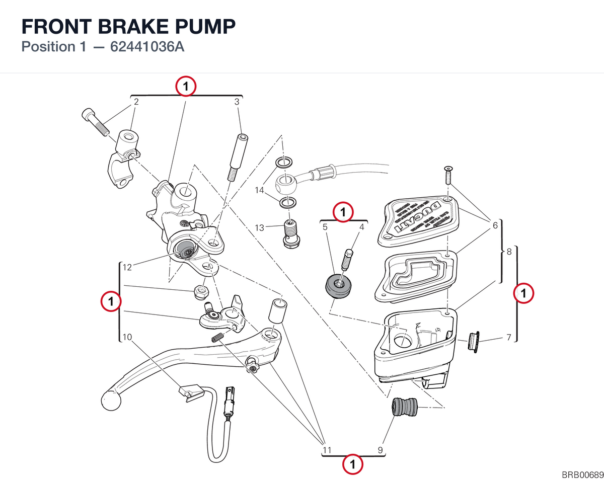 FRONT BRAKE PUMP 62441036A diagram position