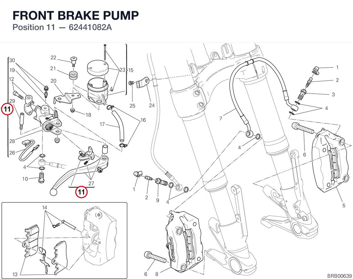 FRONT BRAKE PUMP 62441082A diagram position