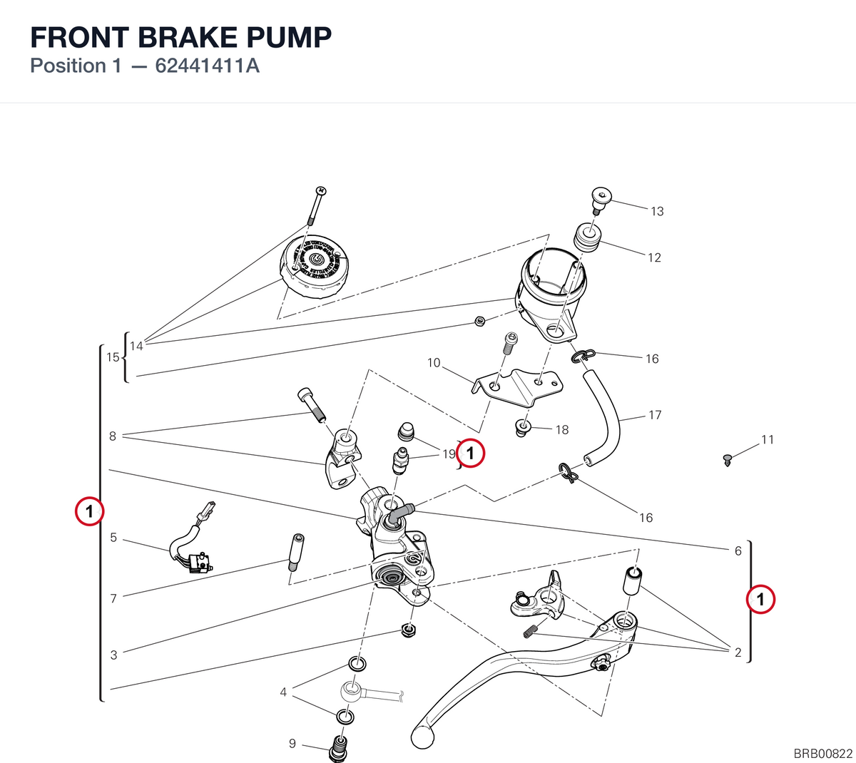 FRONT BRAKE PUMP 62441411A diagram position