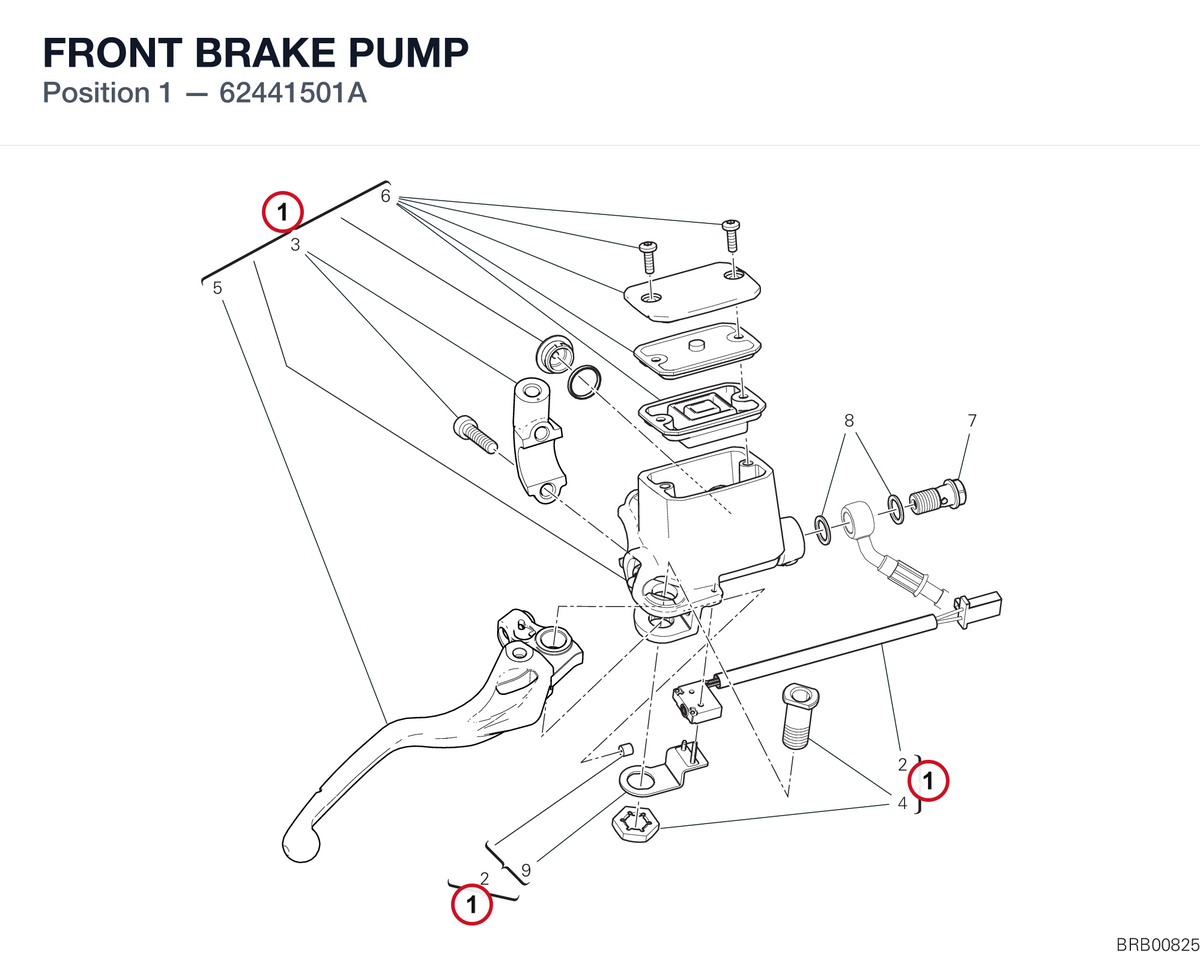 FRONT BRAKE PUMP 62441501A diagram position