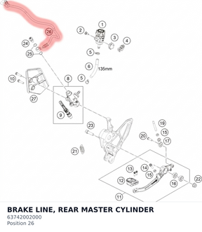 Diagram preview: BRAKE LINE, REAR MASTER CYLINDER (63742002000)