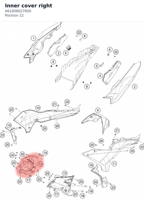 Diagram preview: Inner cover right (A61008027000)