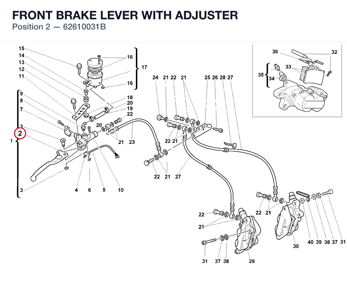 FRONT BRAKE LEVER WITH ADJUSTER 62610031B diagram position