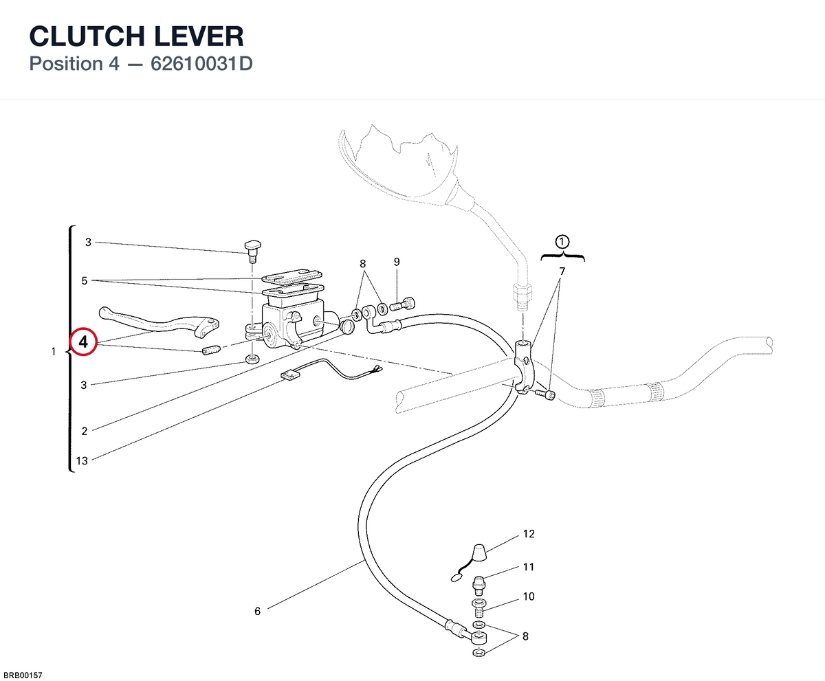 CLUTCH LEVER 62610031D diagram position