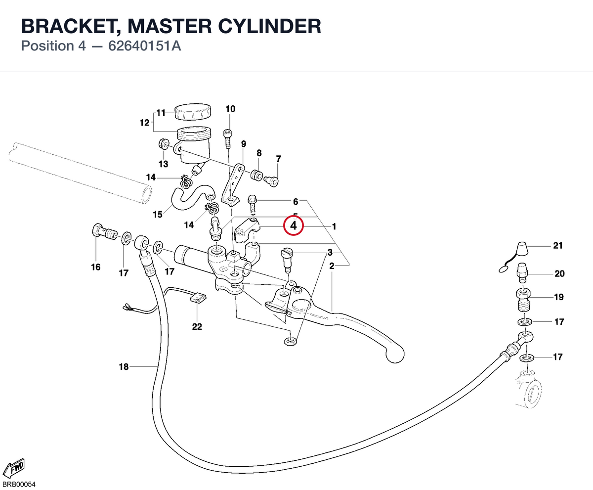 BRACKET, MASTER CYLINDER 62640151A diagram position