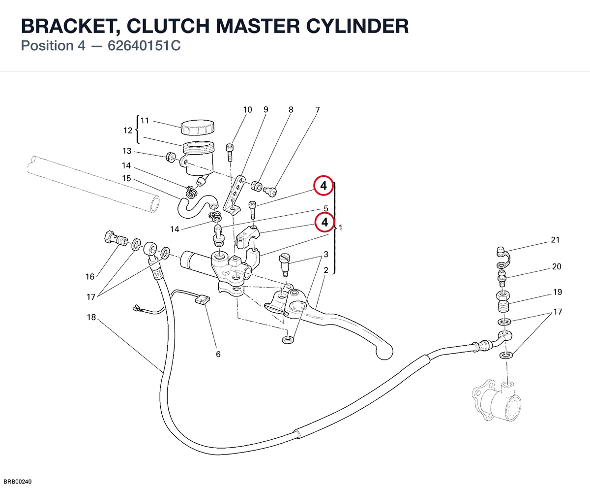 BRACKET, CLUTCH MASTER CYLINDER 62640151C diagram position