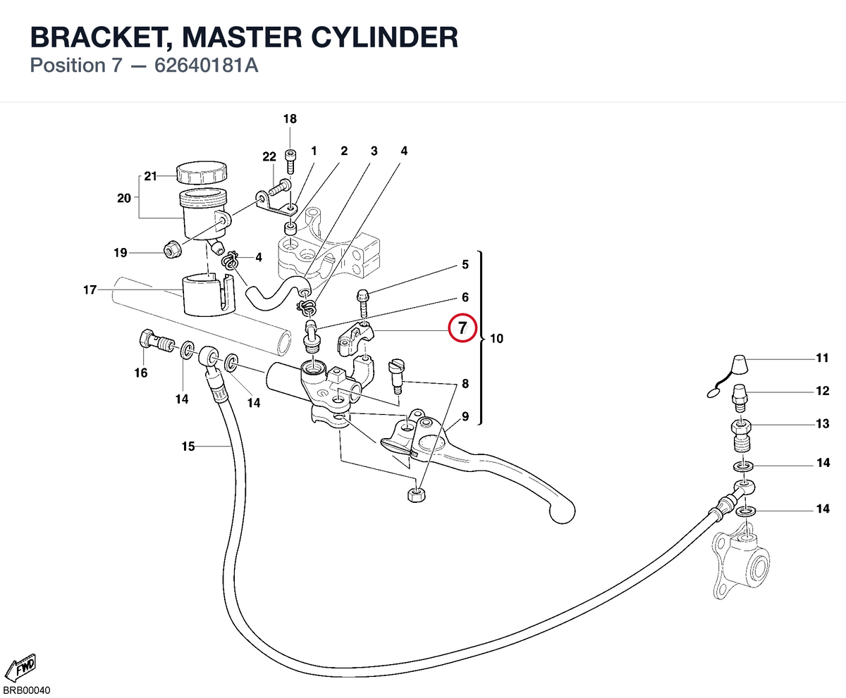 BRACKET, MASTER CYLINDER 62640181A diagram position