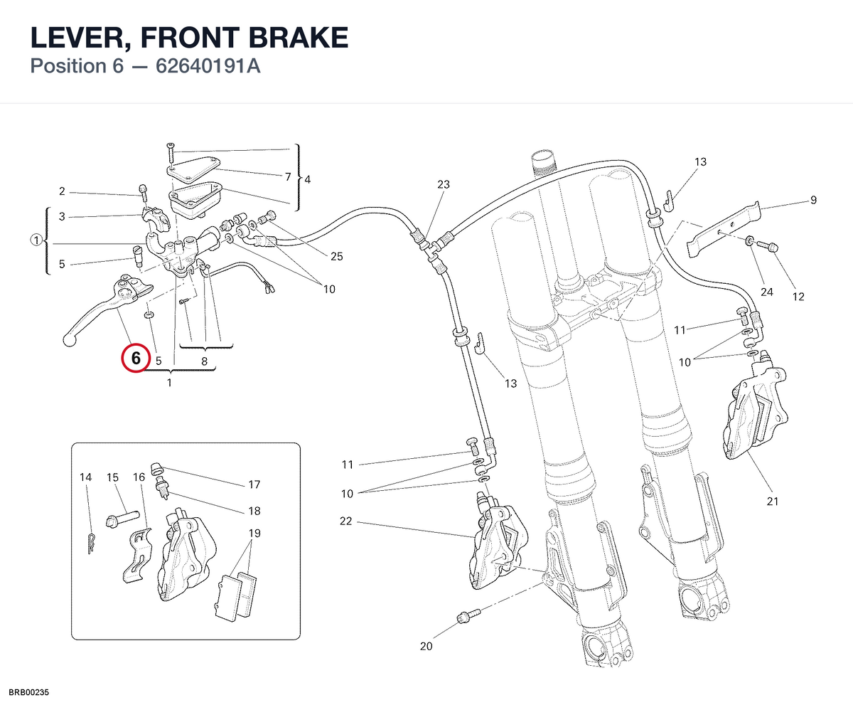 LEVER, FRONT BRAKE 62640191A diagram position