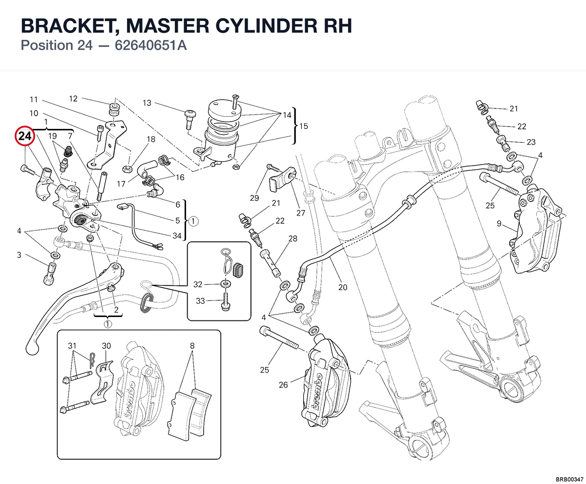 BRACKET, MASTER CYLINDER RH 62640651A diagram position
