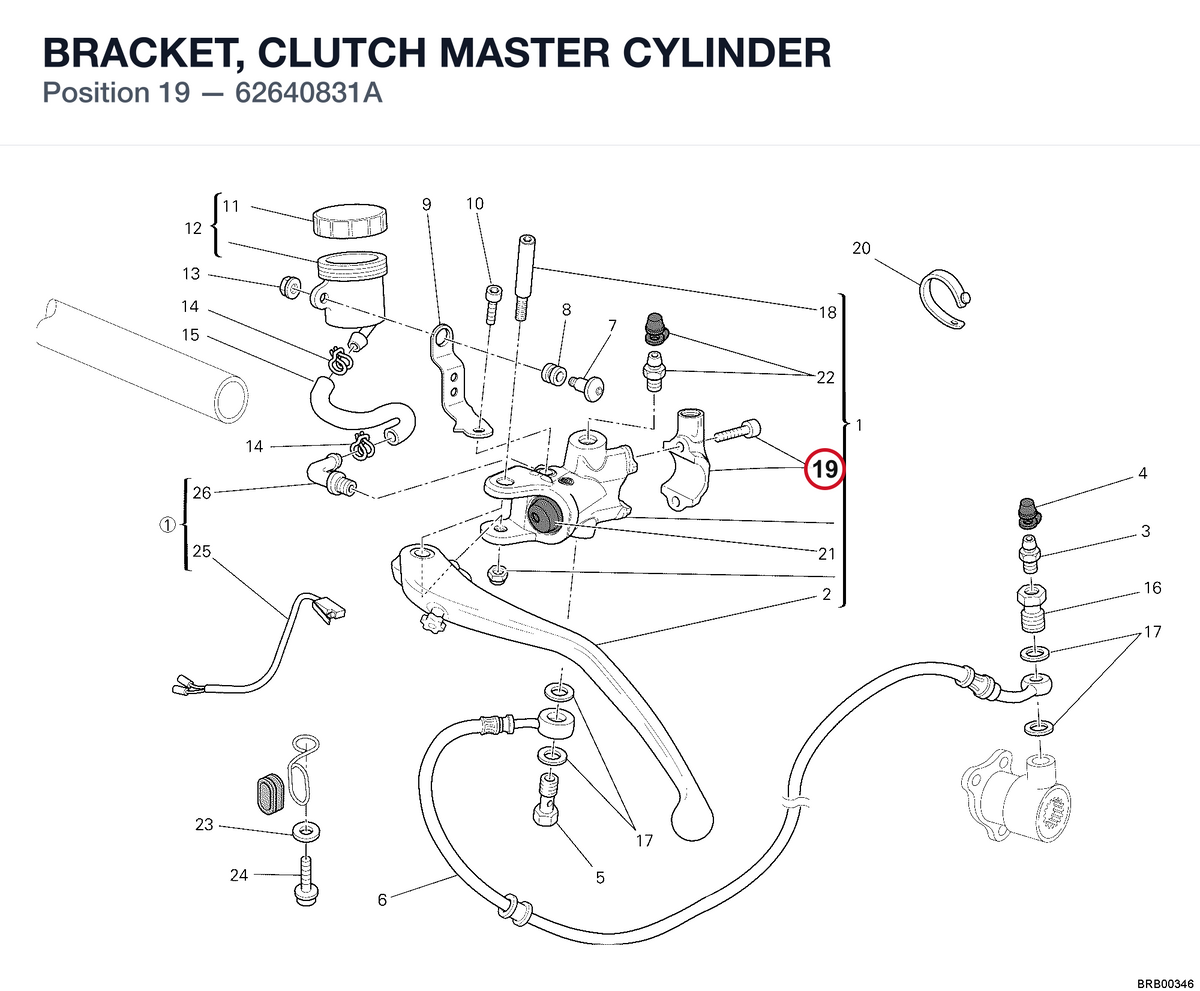 BRACKET, CLUTCH MASTER CYLINDER 62640831A diagram position