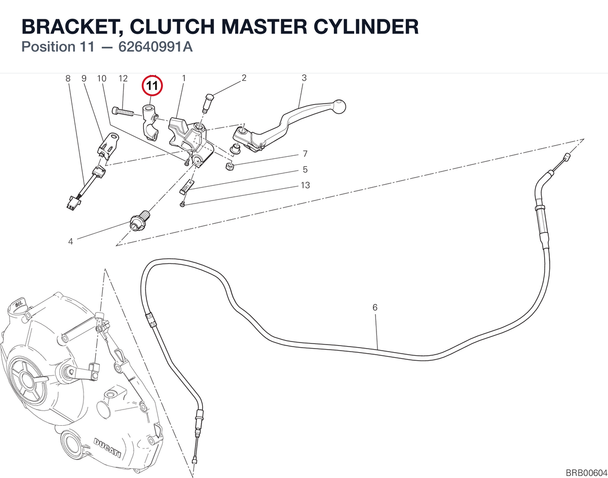 BRACKET, CLUTCH MASTER CYLINDER 62640991A diagram position
