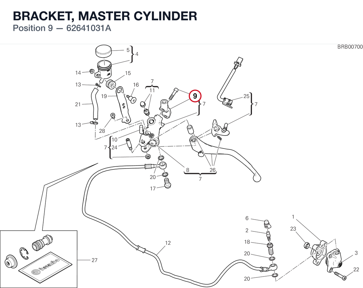 BRACKET, MASTER CYLINDER 62641031A diagram position