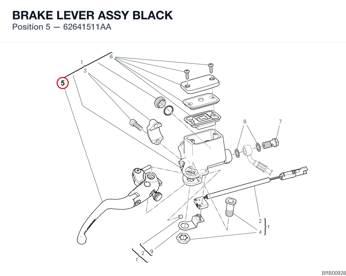 BRAKE LEVER ASSY BLACK 62641511AA diagram position