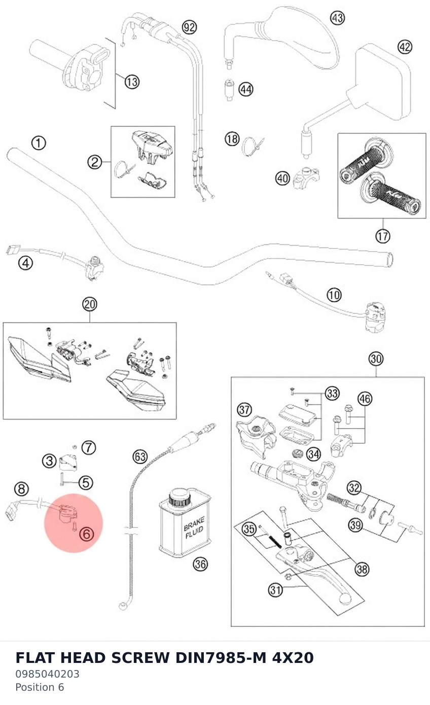 Diagram preview: FLAT HEAD SCREW DIN7985-M 4X20 (0985040203)
