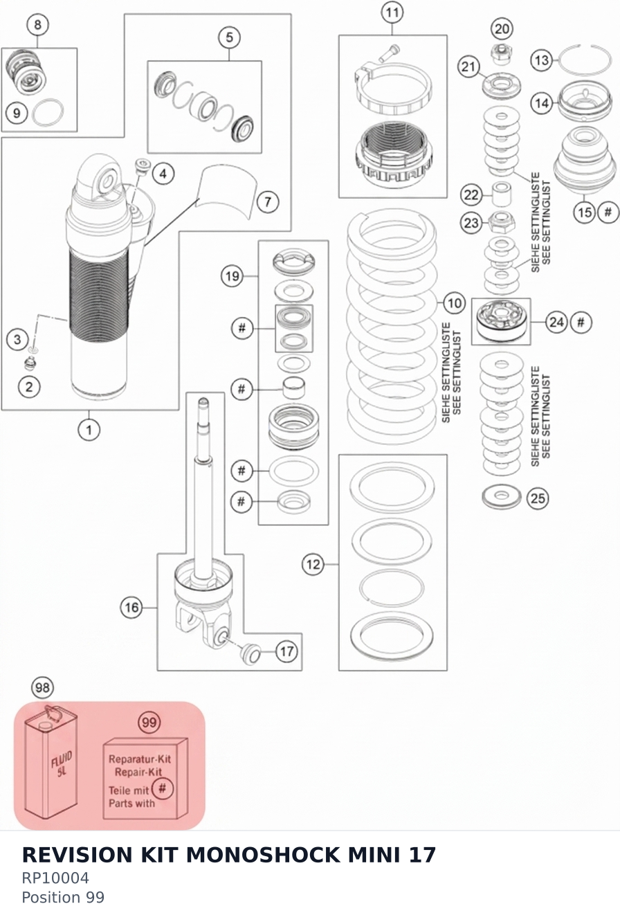 Diagram preview: REVISION KIT MONOSHOCK MINI 17 (RP10004)