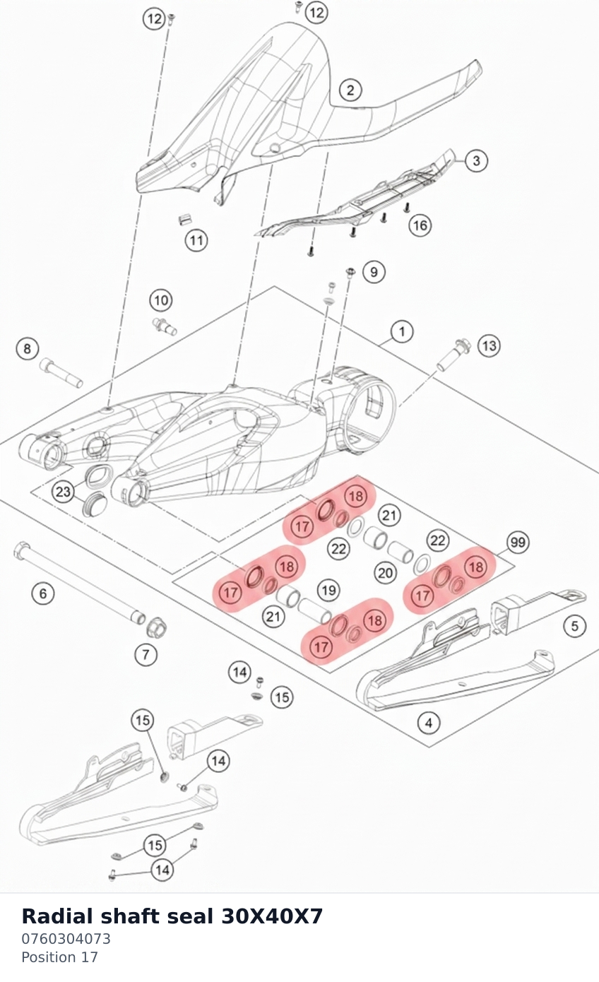 Diagram preview: Radial shaft seal 30X40X7 (0760304073)