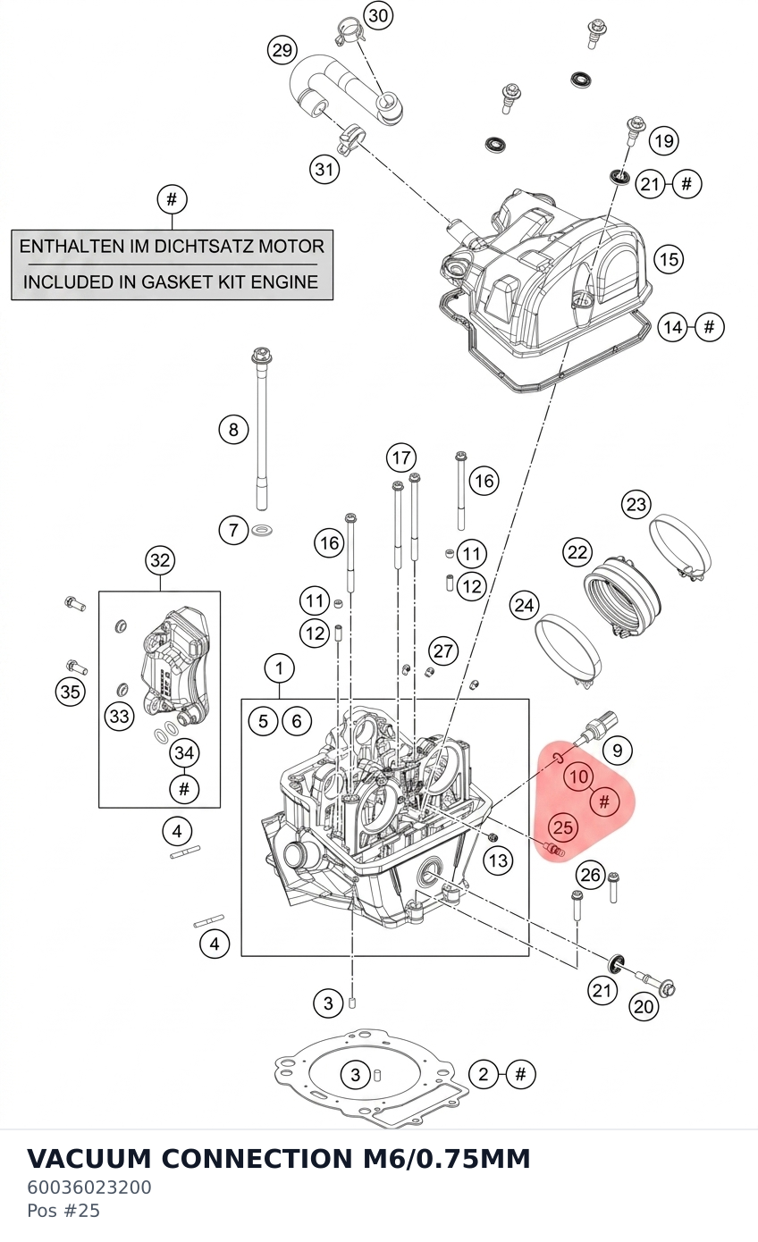 Diagram preview: VACUUM CONNECTION M6/0.75MM (60036023200)