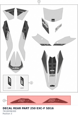 Diagram preview: DECAL REAR PART 250 EXC-F SD16 (78108396300)